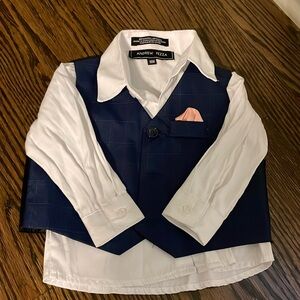 Andrew Fezza Baby Boys Dress Shirt + Vest Size 18 Months